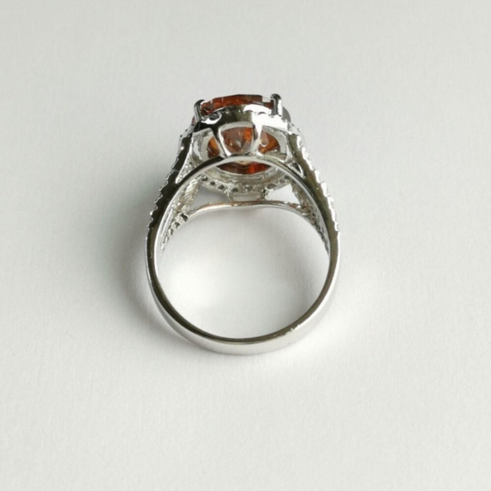 Madeira Topaz white sapphire halo cocktail ring size 8 - Picture 5 of 8